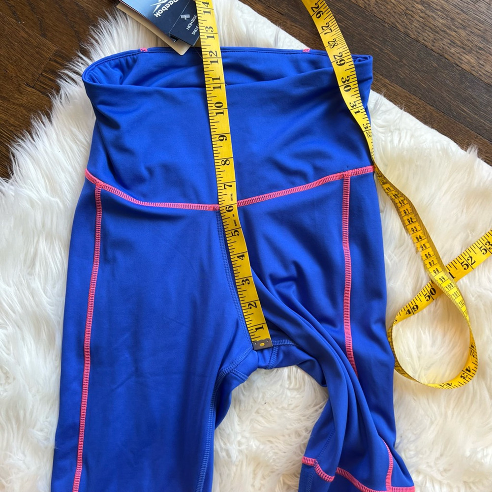 Reebok Womens WOR Detail HRT Leggings Blue High Rise Speedwick Full Length S New - Picture 5 of 9